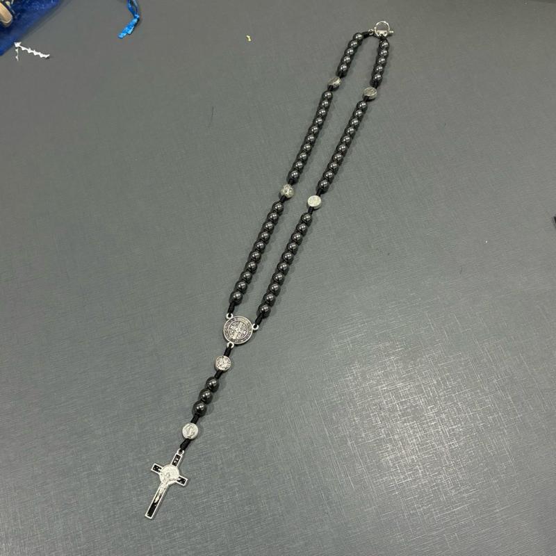 Terço Hematita Colar Ajustável Nossa Senhora São Bento