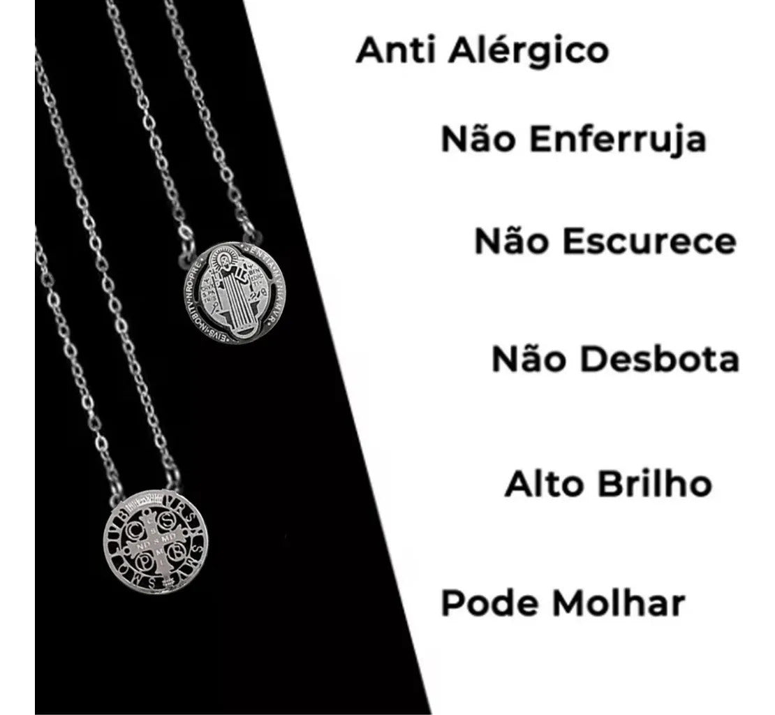 Escapulário São Bento Vazado Aço Inoxidável