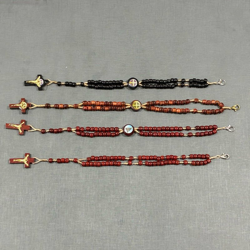 Pulseira Terço Unissex Madeira Pau Brasil Pulseira Religiosa