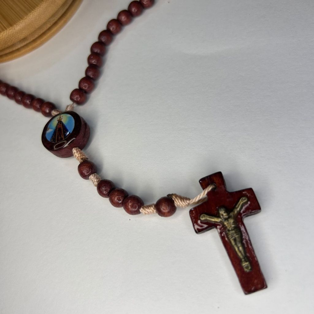 Terço De Madeira Imbuia Nossa Senhora
