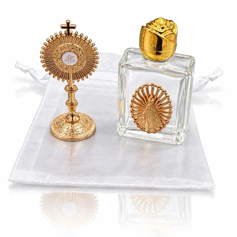 Kit Ostensório + Porta Água Benta com Nossa Senhora Aparecida Lembrança Presente Religioso