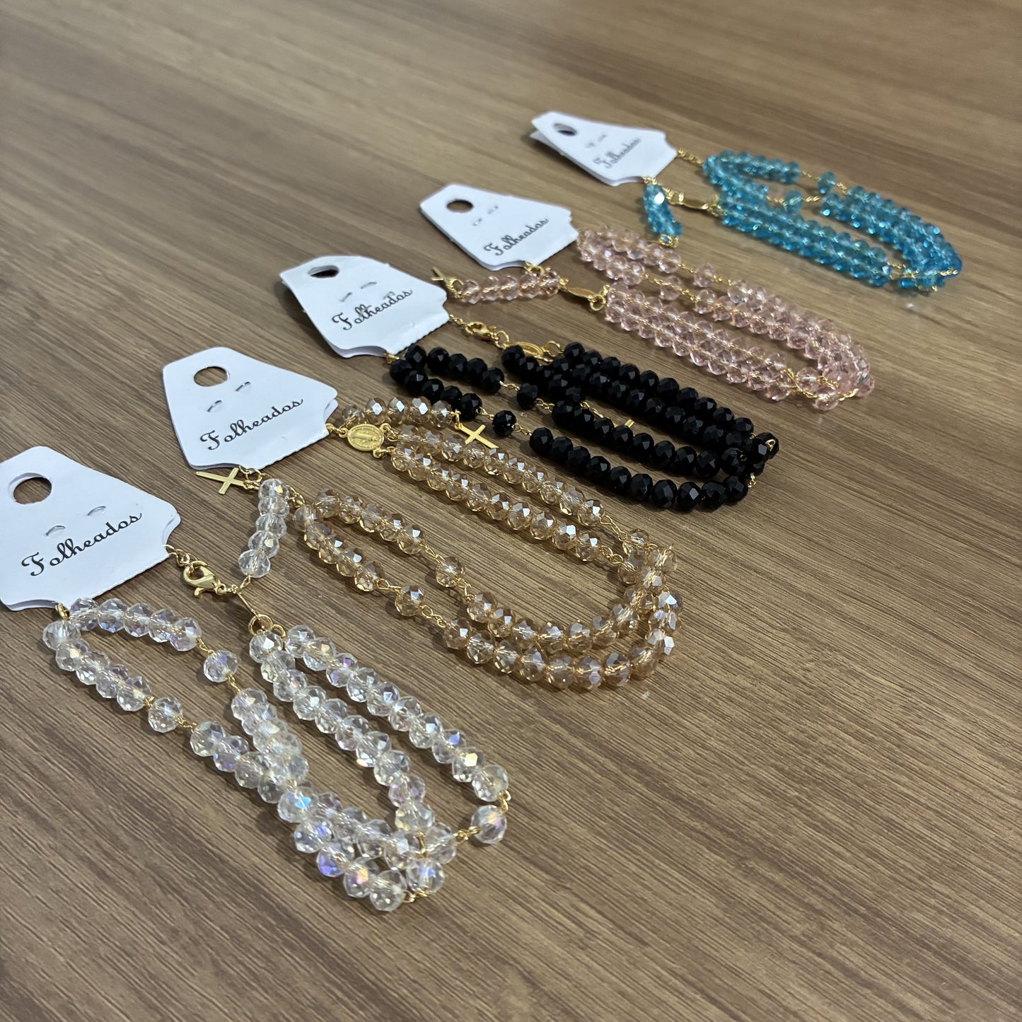 Pulseira Terço Folheada Ajustável