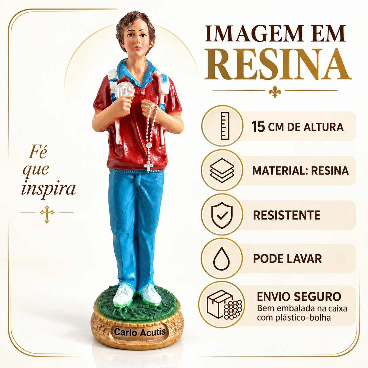 Imagem Sacra Religiosa em Resina 15 cm Santos