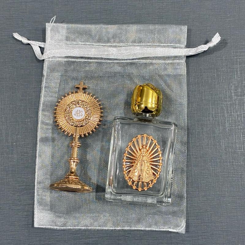 Kit Ostensório + Porta Água Benta com Nossa Senhora Aparecida Lembrança Presente Religioso