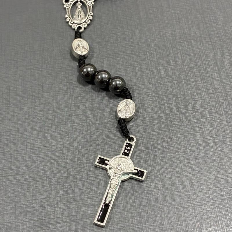 Terço Hematita Colar Ajustável Nossa Senhora São Bento