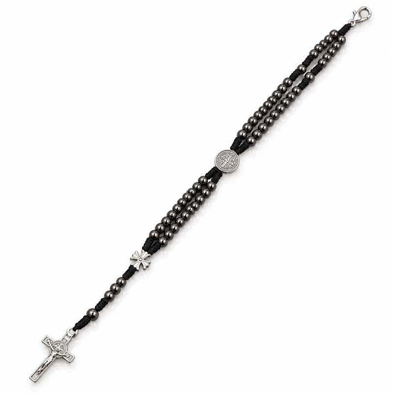 Pulseira Terço Hematita São Bento Ajustável