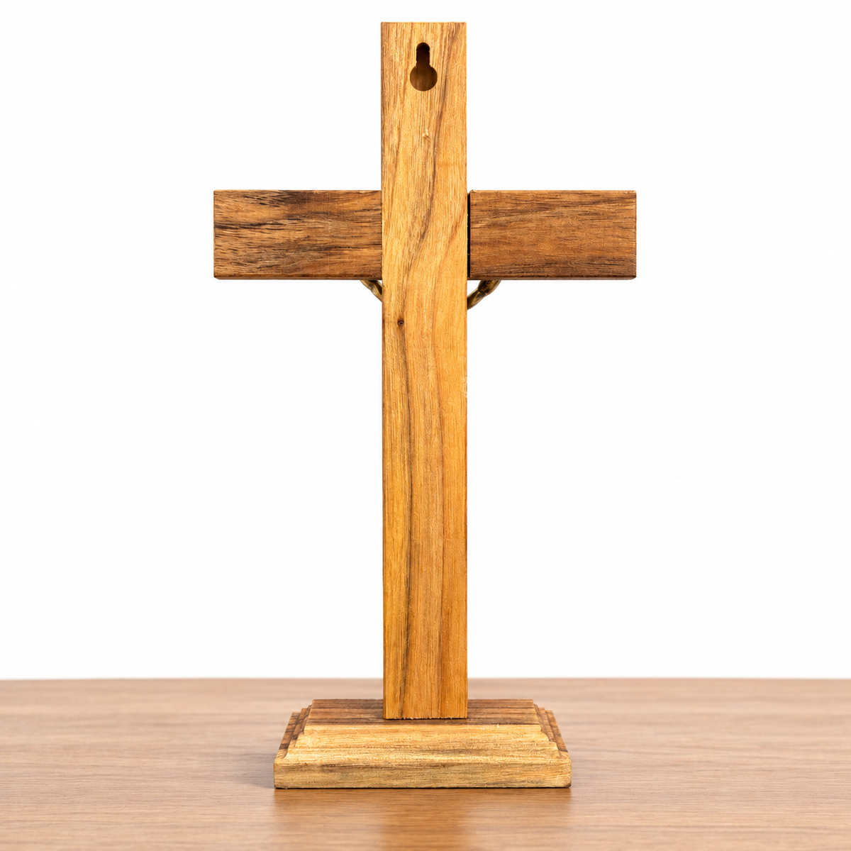 Crucifixo Madeira Pinus 19 cm Mesa e Parede