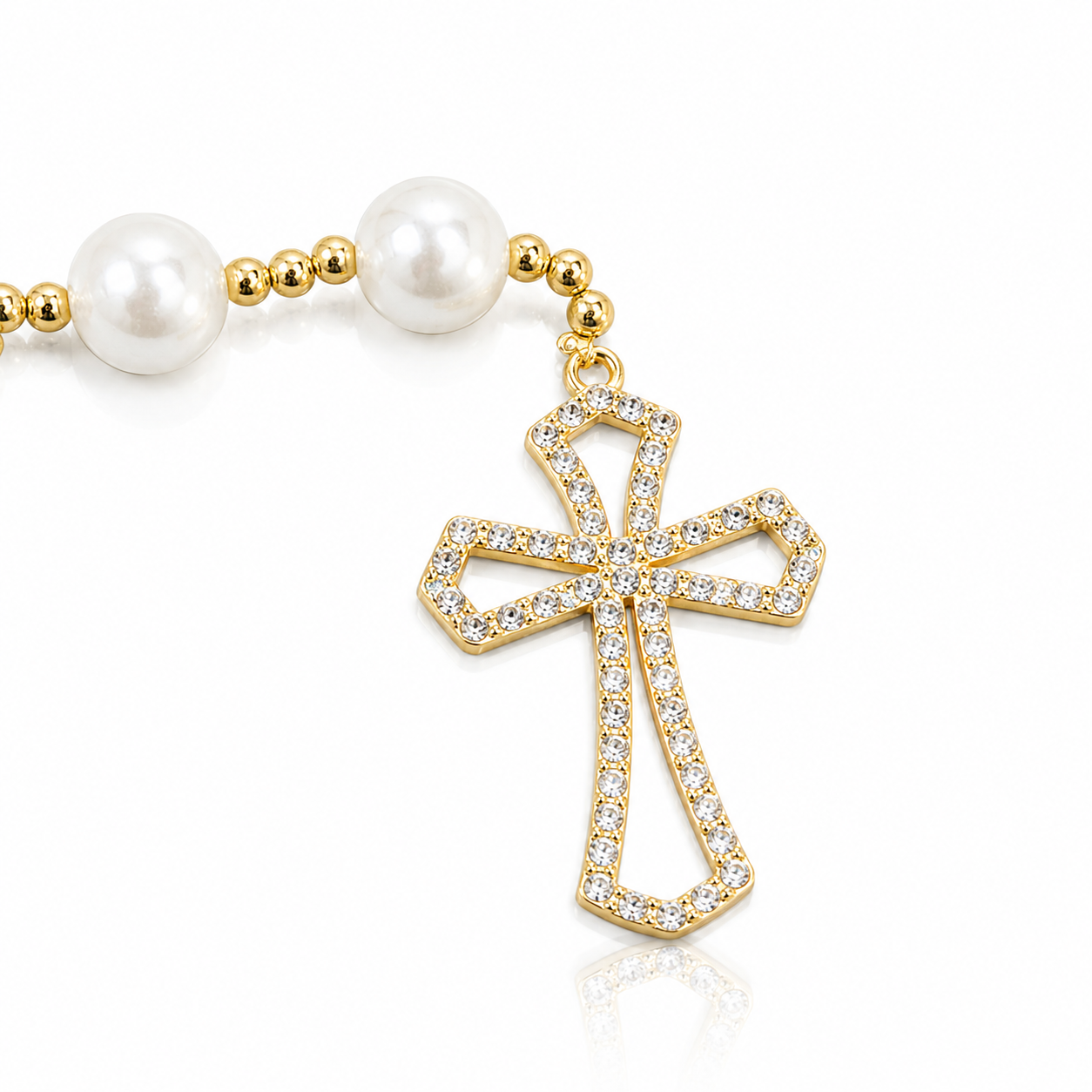 Terço de Noiva Pérola Nossa Senhora Aparecida Folheada