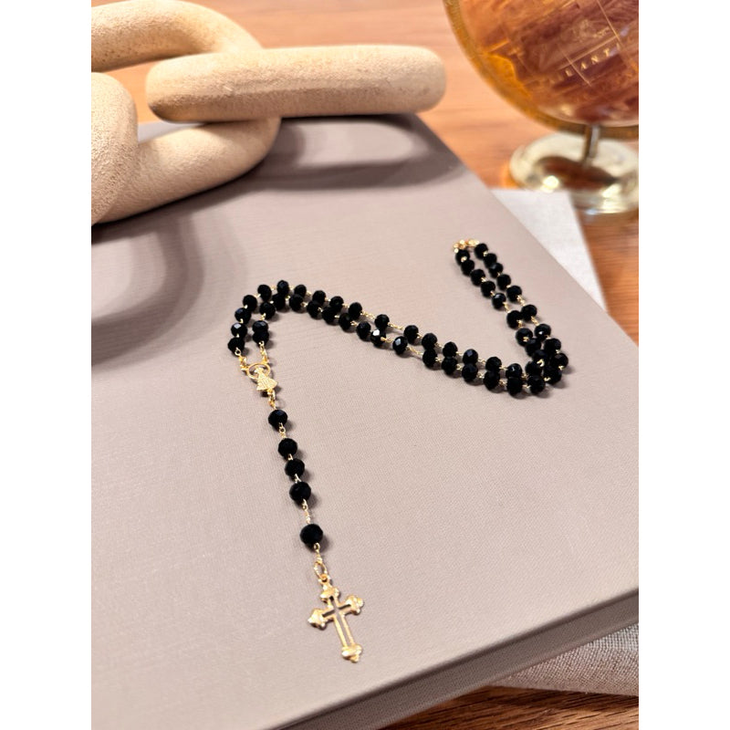 Terço Folheado Cristal Colar Nossa Senhora Aparecida Banho 18k