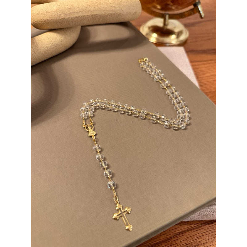Terço Folheado Cristal Colar Nossa Senhora Aparecida Banho 18k