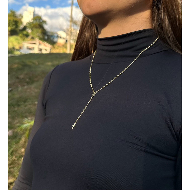 Relicário Terço Nossa Senhora Aparecida Folheado