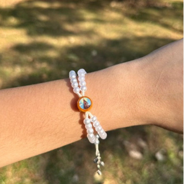 Terço Pulseira Pérola NSA e São Bento