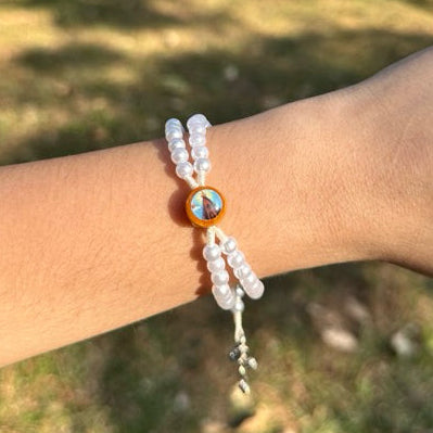 Terço Pulseira Pérola NSA e São Bento