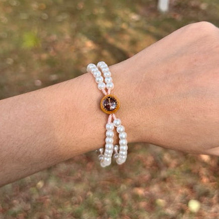 Terço Pulseira Pérola NSA e São Bento