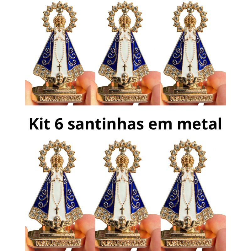 Kit 6 Santinha Nossa Senhora Aparecida Para Carro com Dupla face