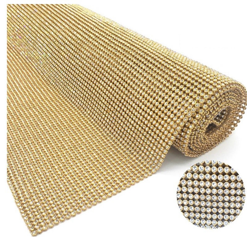 Manta Strass Rolo 120x45 cm Manta Atacado Original Strass Alta Qualidade Strass Dourado e Prata
