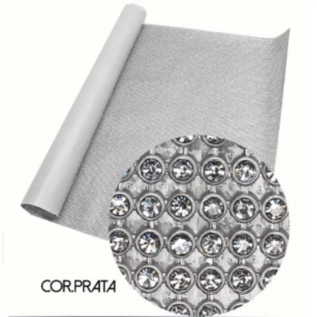 Manta Strass Rolo 120x45 cm Manta Atacado Original Strass Alta Qualidade Strass Dourado e Prata