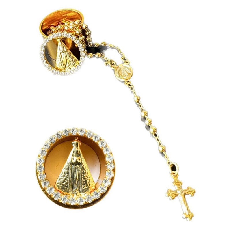Relicário Terço Nossa Senhora Aparecida Folheado