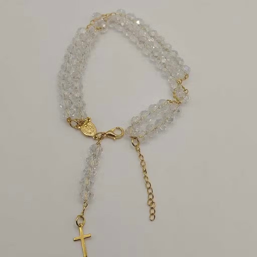 Pulseira Terço Folheada Ajustável