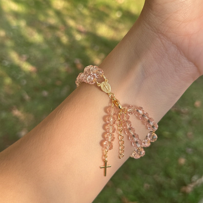 Pulseira Terço Folheada Ajustável