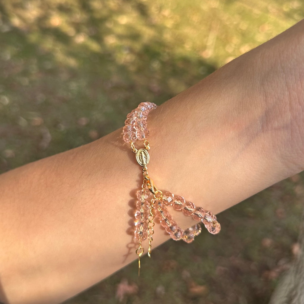 Pulseira Terço Folheada Ajustável