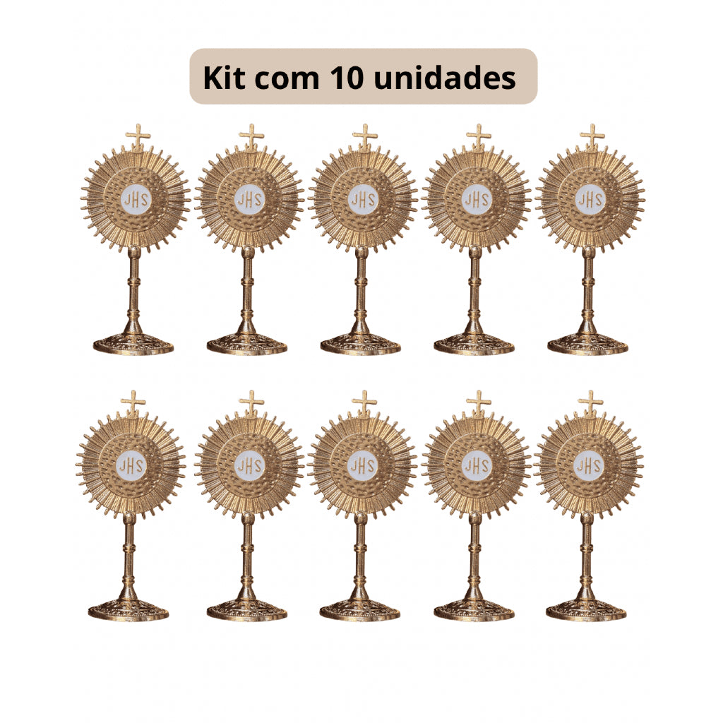 Kit Santíssimo Sacramento Metal Ostensório JHS Atacado Enfeite Mesa Lembrancinha Católica
