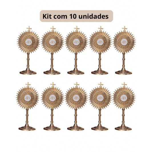 Kit Santíssimo Sacramento Metal Ostensório JHS Atacado Enfeite Mesa Lembrancinha Católica