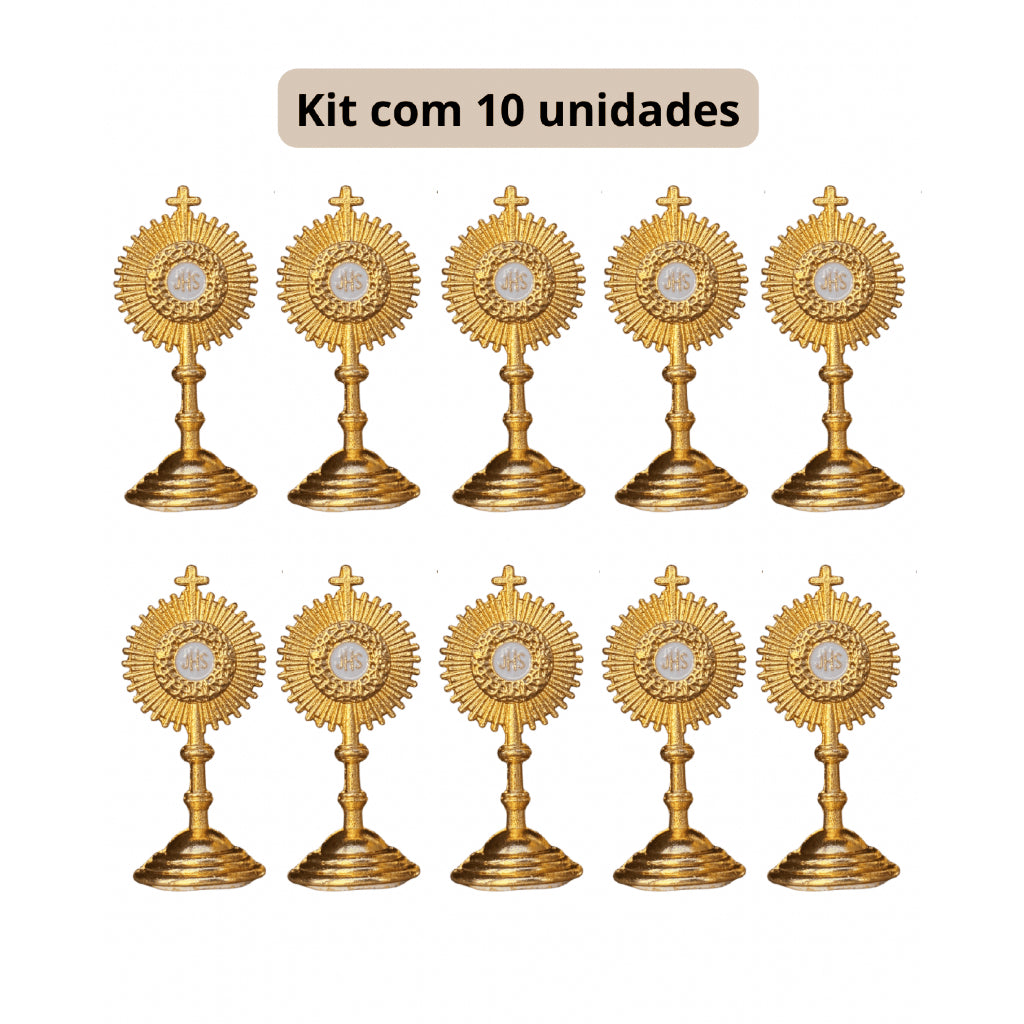 Kit Santíssimo Sacramento Metal Ostensório JHS Atacado Enfeite Mesa Lembrancinha Católica