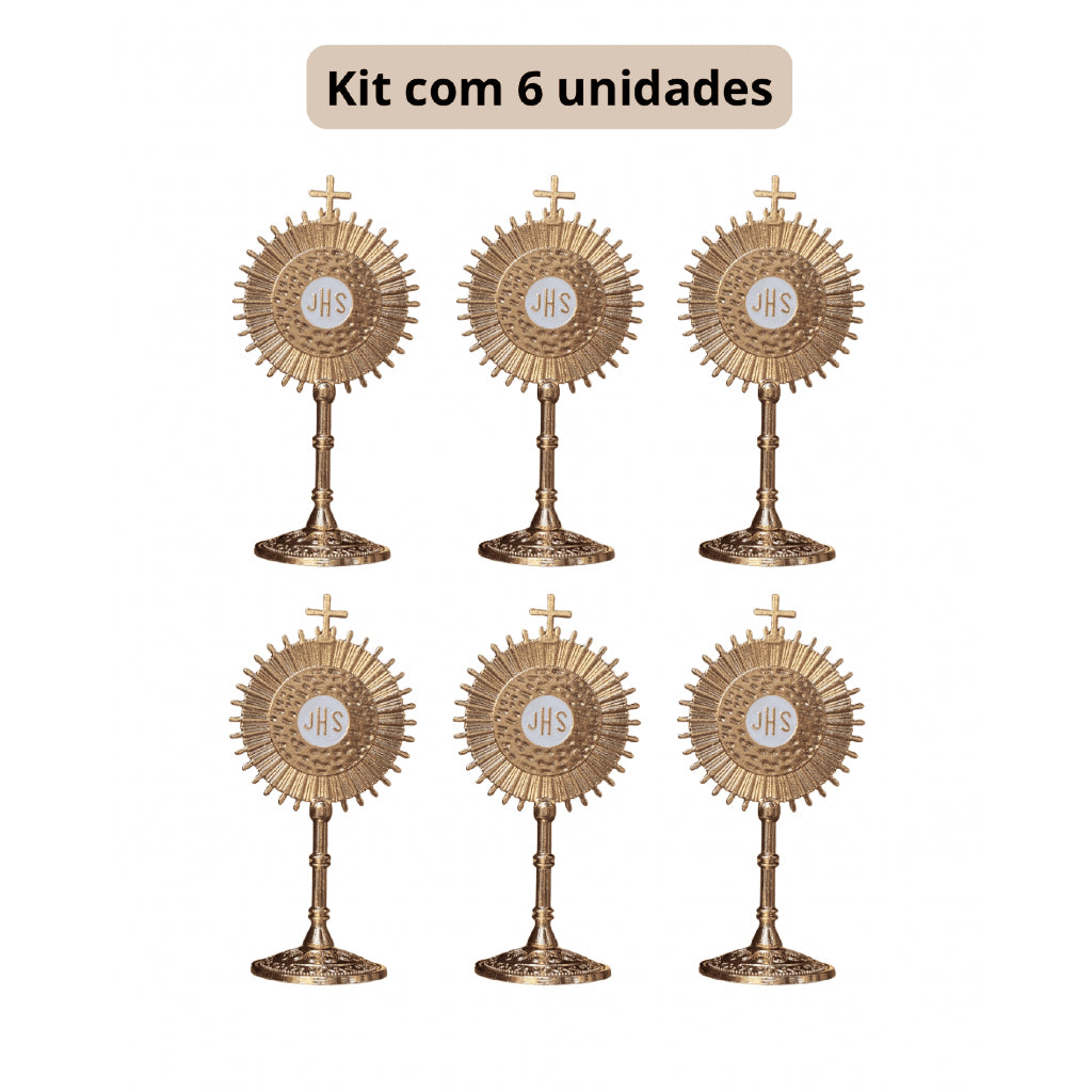 Kit Santíssimo Sacramento Metal Ostensório JHS Atacado Enfeite Mesa Lembrancinha Católica