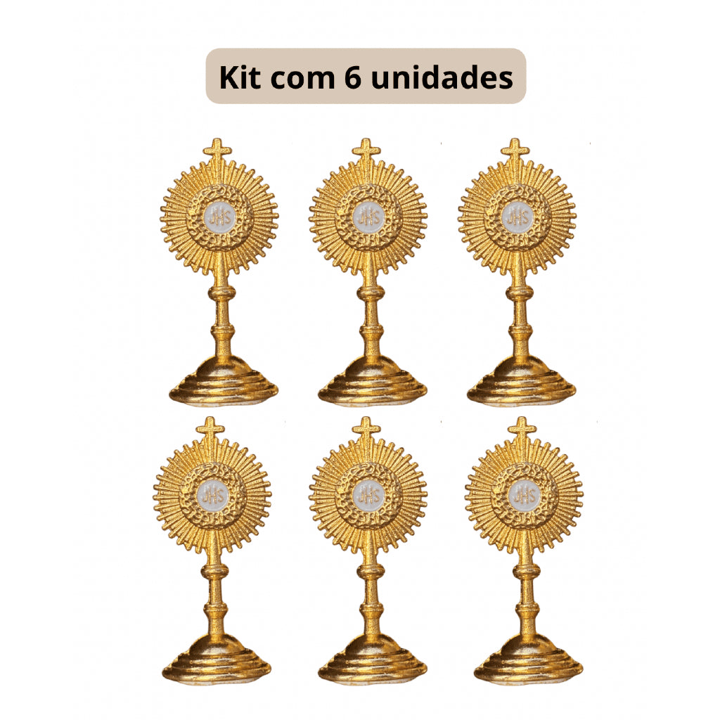 Kit Santíssimo Sacramento Metal Ostensório JHS Atacado Enfeite Mesa Lembrancinha Católica