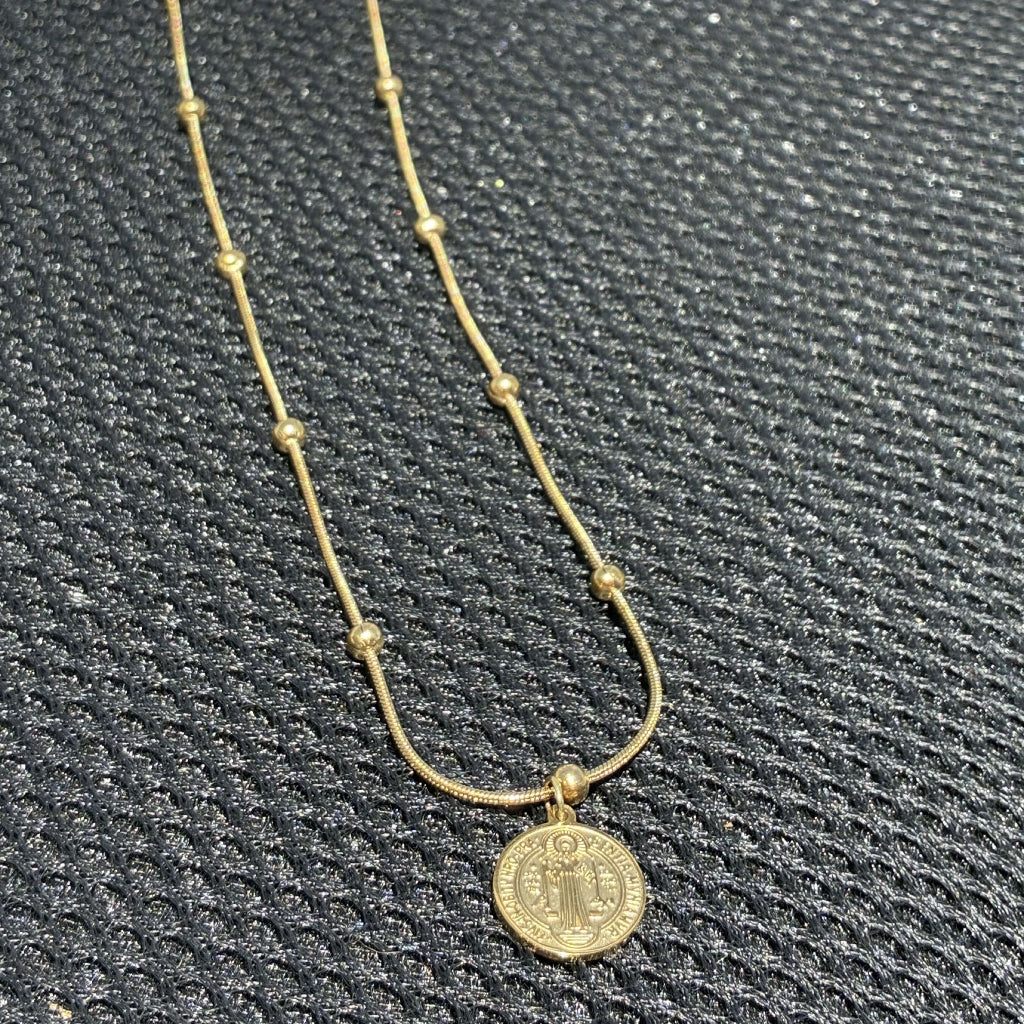 Colar São Bento Aço Inoxidável Nossa Senhora Aparecida Ajustável