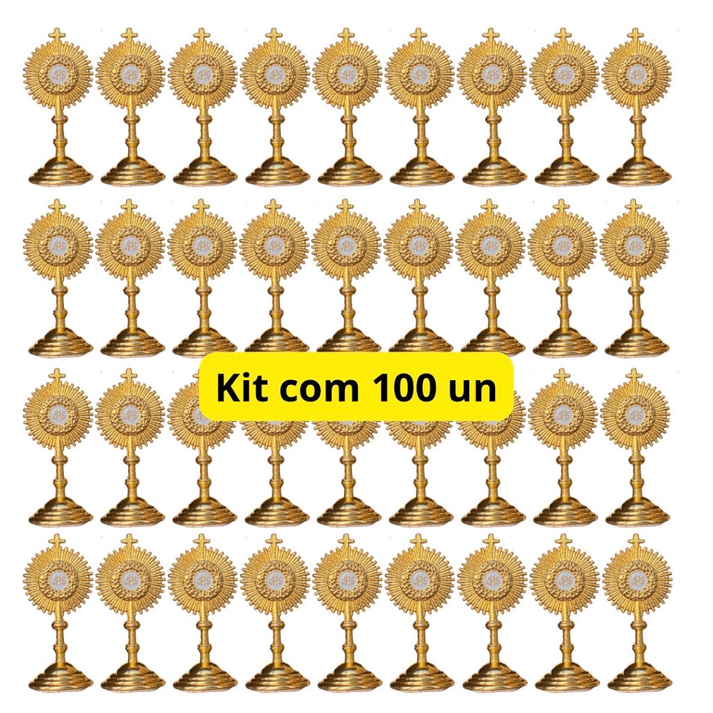 Kit Ostensórios Santíssimo Sacramento em Metal Atacado Lembrancinha Católica Crisma Catequese