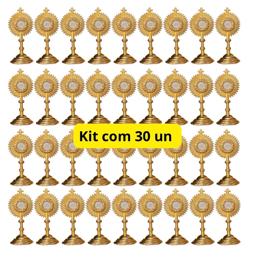 Kit Ostensórios Santíssimo Sacramento em Metal Atacado Lembrancinha Católica Crisma Catequese