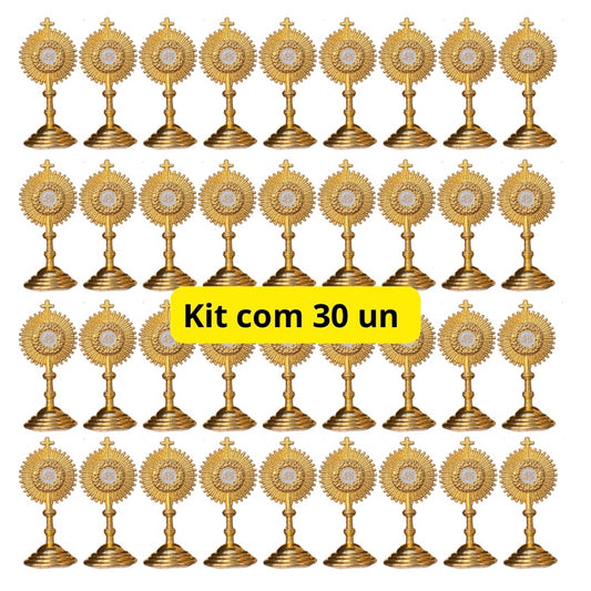 Kit Ostensórios Santíssimo Sacramento em Metal Atacado Lembrancinha Católica Crisma Catequese