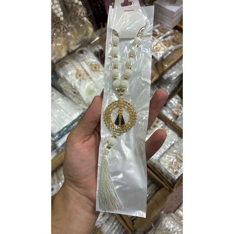 Terço Dezena Retrovisor Carro Nossa Senhora São Bento Adorno Chaveiro