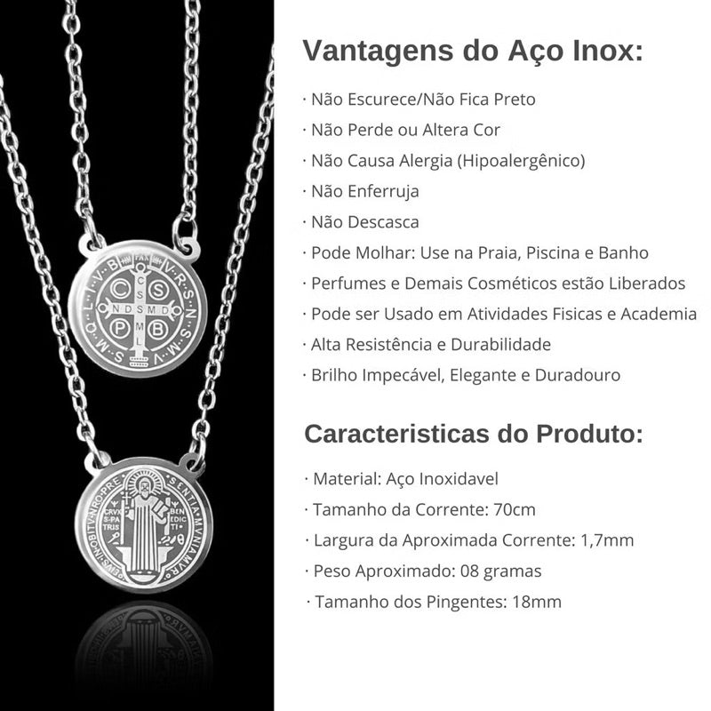 Escapulário em Aço Inox de São Bento