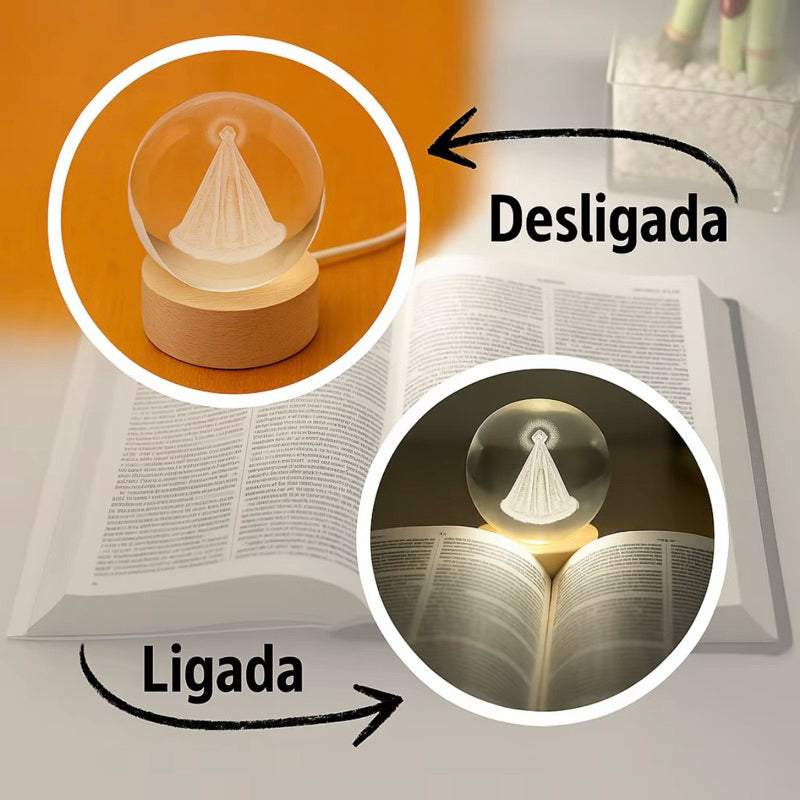 Luminária Decorativa Nsa Aparecida Bola de Cristal LED USB