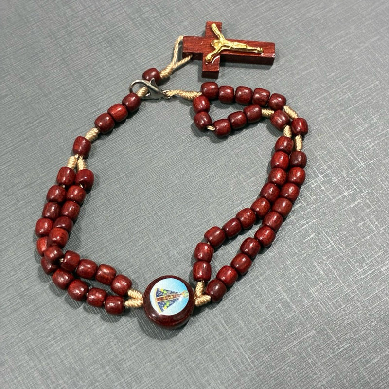 Pulseira Terço Unissex Madeira Pau Brasil Pulseira Religiosa