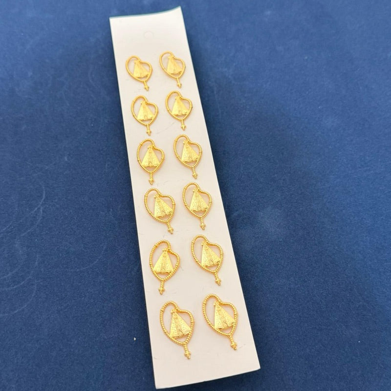 Kit Bóton Broche Católico de Nossa Senhora Aparecida Santíssimo JHS Virgem Maria