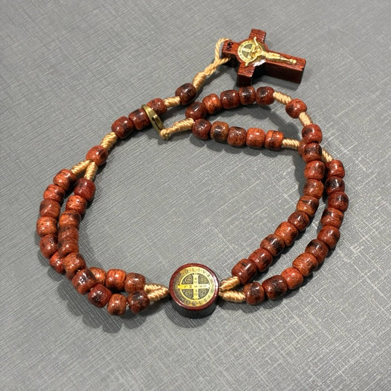 Pulseira Terço Unissex Madeira Pau Brasil Pulseira Religiosa