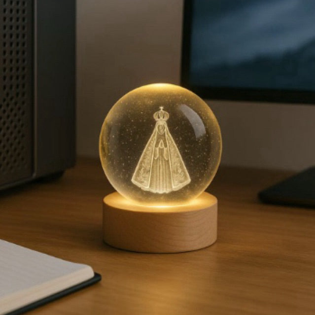 Luminária Decorativa Nsa Aparecida Bola de Cristal LED USB