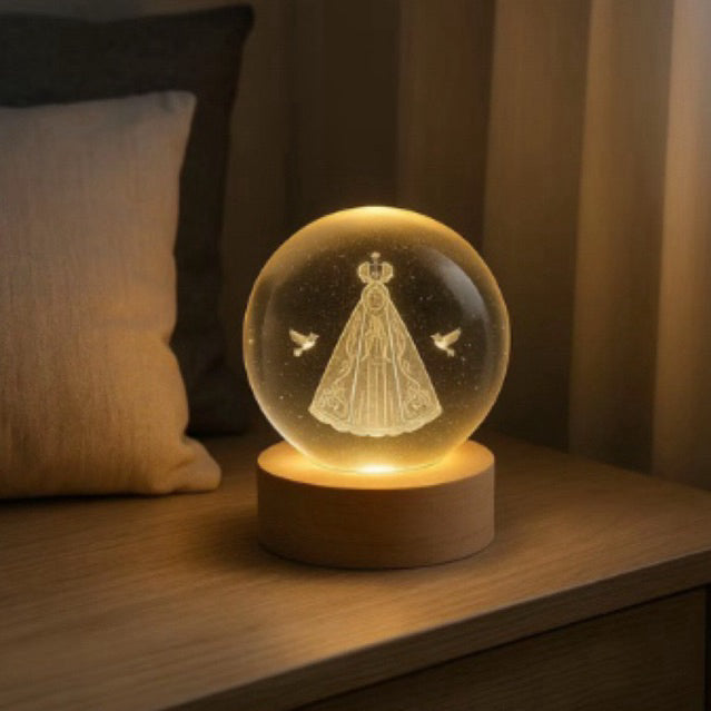 Luminária Decorativa Nsa Aparecida Bola de Cristal LED USB
