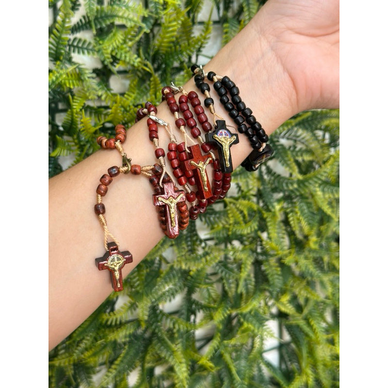 Pulseira Terço Unissex Madeira Pau Brasil Pulseira Religiosa