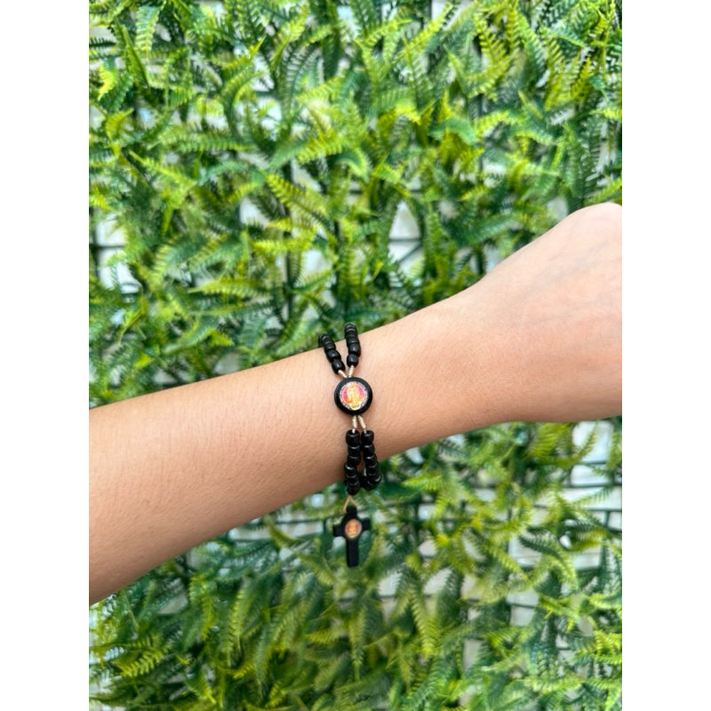 Pulseira Terço Unissex Madeira Pau Brasil Pulseira Religiosa