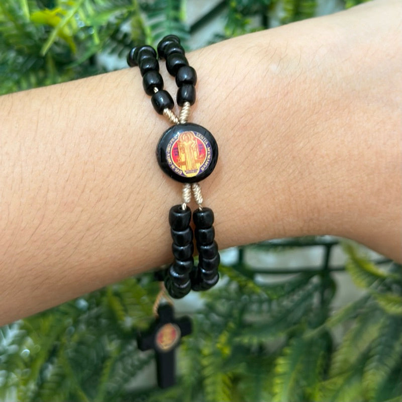 Pulseira Terço Unissex Madeira Pau Brasil Pulseira Religiosa
