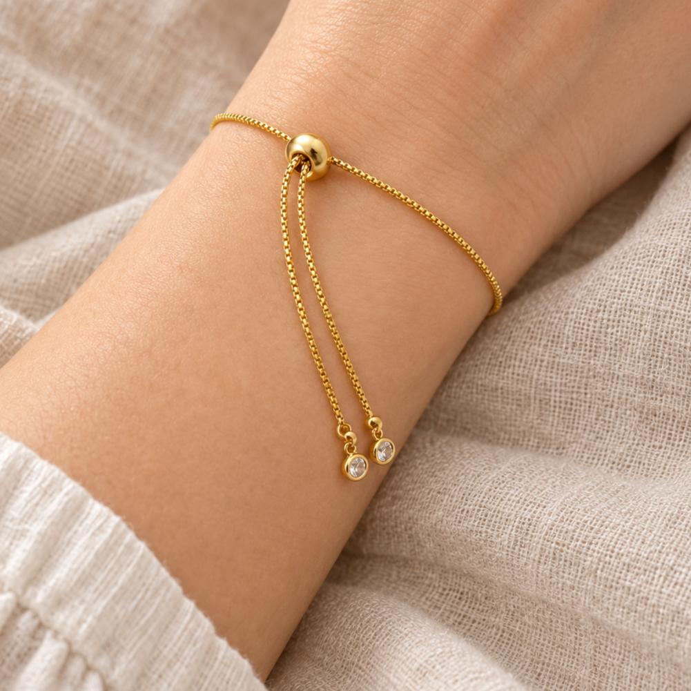 Pulseira Ajustável Nossa Senhora Aparecida Banho 18K em Aço Inoxidável