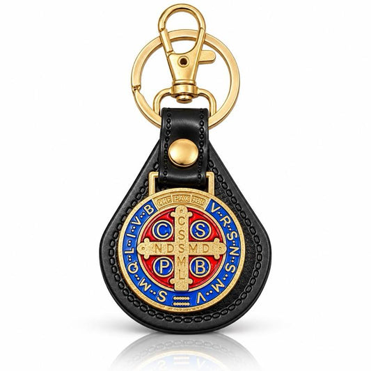 Chaveiro De Couro São Bento Com Mosquetão