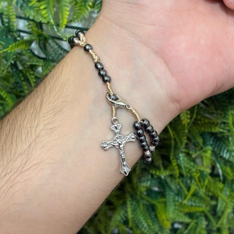 Pulseira Terço Pedra Hematita Nsa