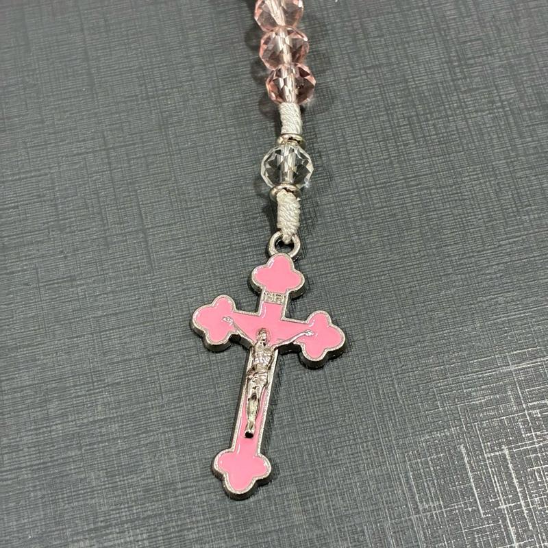 Terço Infantil Cristal Anjo da Guarda Proteção Rosa Azul Lembrancinha Criança