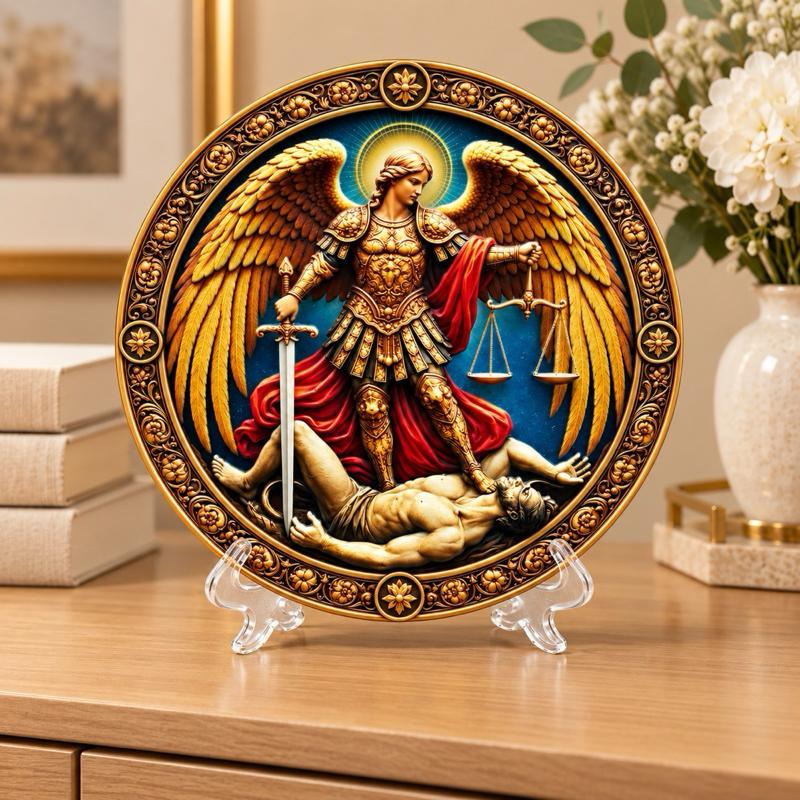 Mandala Enfeite de Mesa ou Parede Porcelana São Miguel Arcanjo